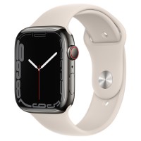 Apple Watch Series 7 45 мм, Стальные графитового цвета, спортивный ремешок «Сияющая звезда»