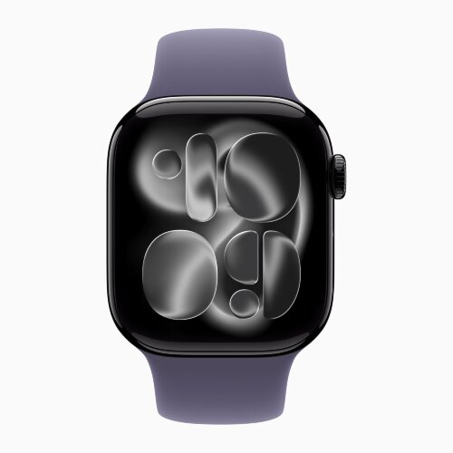 Apple Watch Series 11 42mm, Jet Black Aluminum Case with Sport Band - Purple Fog