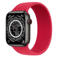 Apple Watch Series 7 45 мм, Space Black Titanium, плетеный монобраслет Красный