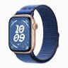 Apple Watch Series 11 42mm, Rose Gold Aluminum Case with Nike Sport Loop - Blue Ribbon