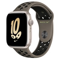 Apple Watch Series 8 Nike 45mm, Starlight Aluminum Case with Sport Band - Olive Grey/Black