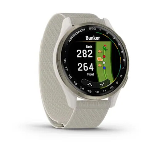 Умные часы Garmin Approach S50 42mm, Cream Gold Aluminum Bezel, Ivory ComfortFit Nylon Band