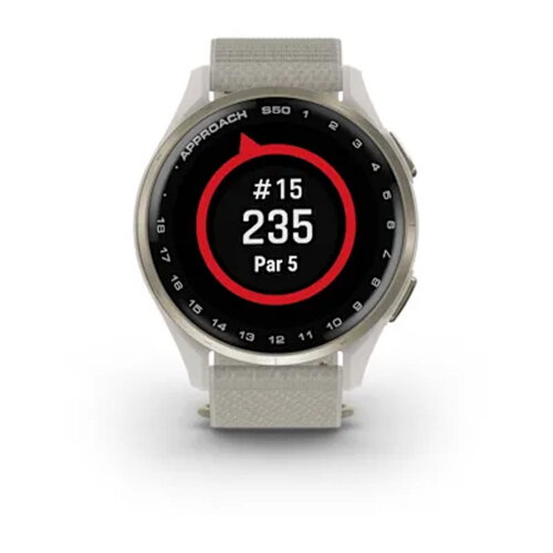 Умные часы Garmin Approach S50 42mm, Cream Gold Aluminum Bezel, Ivory ComfortFit Nylon Band