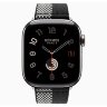 Apple Watch Hermes Series 11 42mm, клетчатый черно-белый ремешок из плетеного нейлона