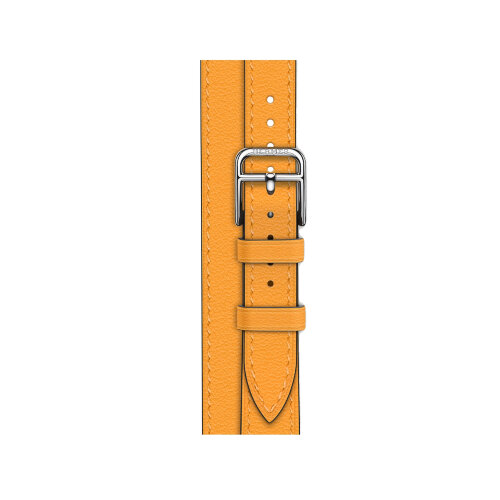 Кожаный ремешок Hermes для Apple Watch Double Tour 41mm Attelage - Оранжевый (Jaune D'or)