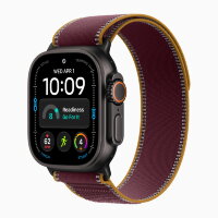 Apple Watch Ultra 4 49mm Black Titanium Case with Burgundy Trail Loop (M/L)