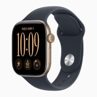 Apple Watch Series 12 46mm, Light Gold Aluminum Case with Sport Band - Navy Blue