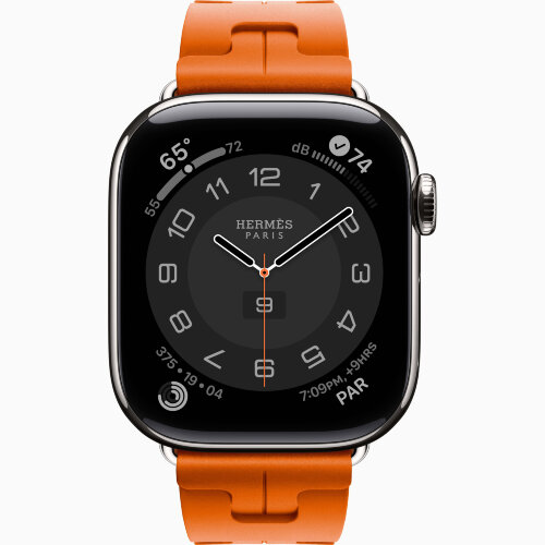 Apple Watch Hermes Series 10 42mm, спортивный ремешок Kilim оранжевый