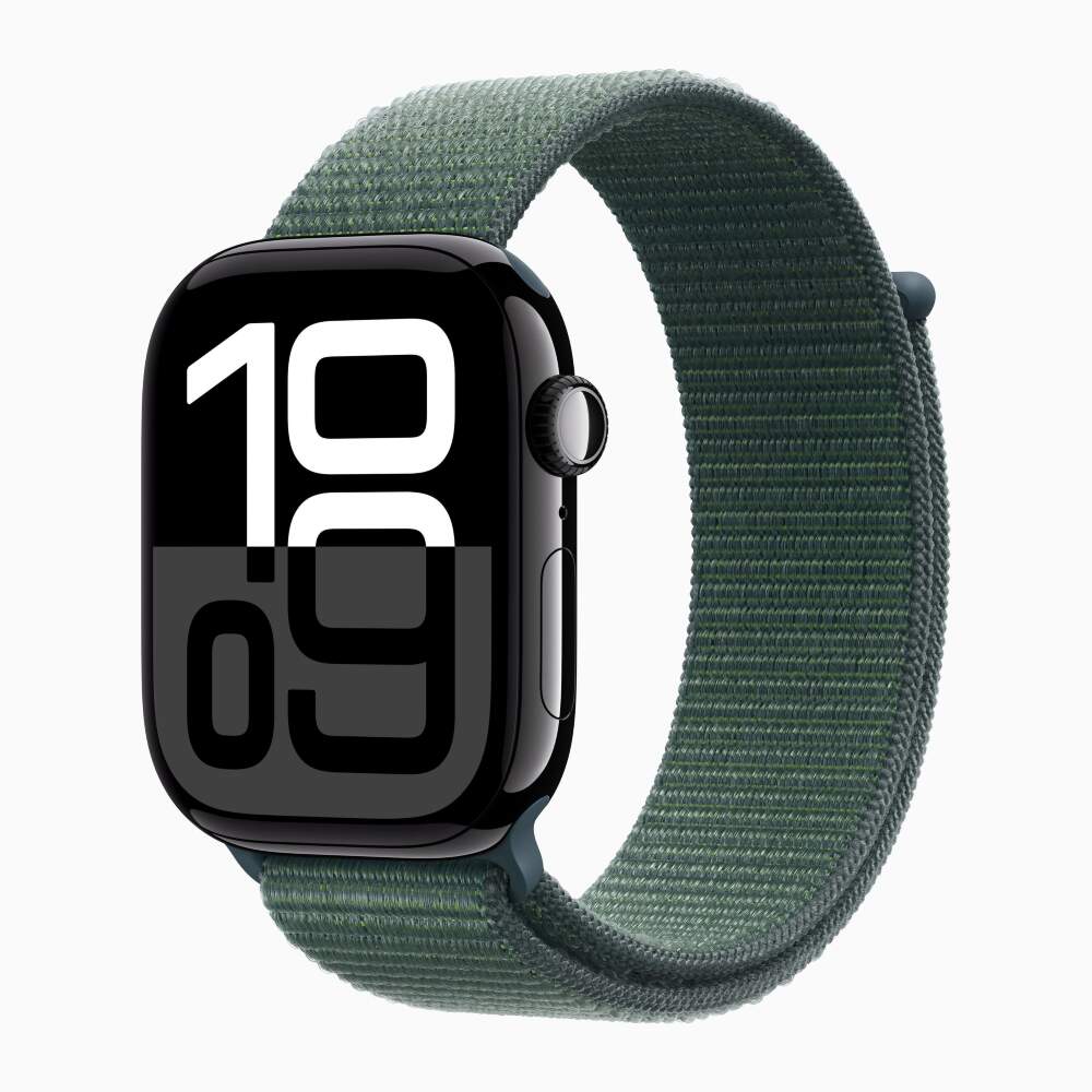 Apple Watch 10 Jet Black Aluminum 46mm Lake Green Loop