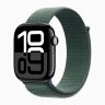 Apple Watch Series 10 46mm, Jet Black Aluminum Case with Sport Loop - Lake Green