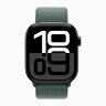 Apple Watch Series 10 46mm, Jet Black Aluminum Case with Sport Loop - Lake Green