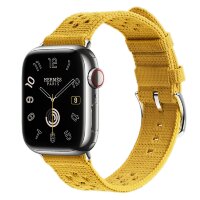 Apple Watch Hermes Series 10 42mm, ремешок из текстильного трикотажа желтого цвета