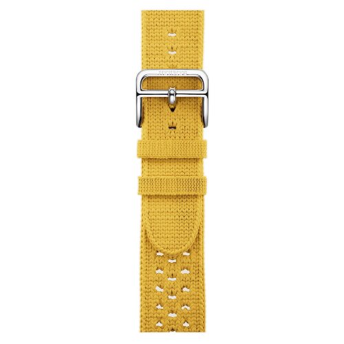 Apple Watch Hermes Series 10 42mm, ремешок из текстильного трикотажа желтого цвета