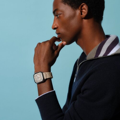 Ремешок Hermes для Apple Watch 46mm Kilim Single Tour - Бежевый (Beton)