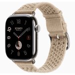 Apple Watch Hermes Series 11 46mm, ремешок из текстильного трикотажа бежевый