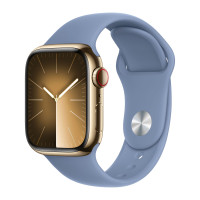 Apple Watch Series 9 45mm, Gold Stainless Steel Case with Sport Band - Winter Blue