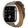 Apple Watch Hermes Series 12 42mm, двойной тонкий светло-коричневый кожаный ремешок