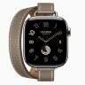 Apple Watch Hermes Series 12 42mm, двойной тонкий светло-коричневый кожаный ремешок