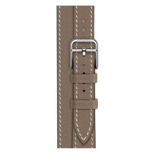 Apple Watch Hermes Series 12 42mm, двойной тонкий светло-коричневый кожаный ремешок