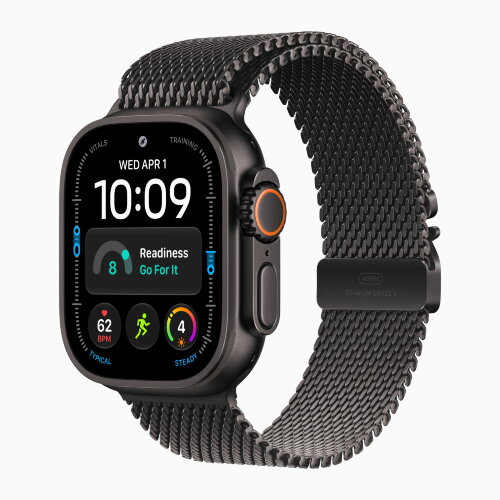 Apple Watch Ultra 4 49mm Black Titanium Case with Black Titanium Milanese Loop (Large)