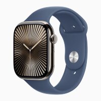 Apple Watch Series 10 46mm, Natural Titanium Case with Sport Band - Denim