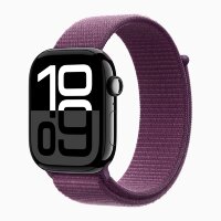 Apple Watch Series 10 46mm, Jet Black Aluminum Case with Sport Loop - Plum