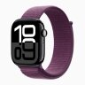 Apple Watch Series 10 46mm, Jet Black Aluminum Case with Sport Loop - Plum