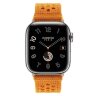 Apple Watch Hermes Series 10 42mm, ремешок из текстильного трикотажа оранжевого цвета