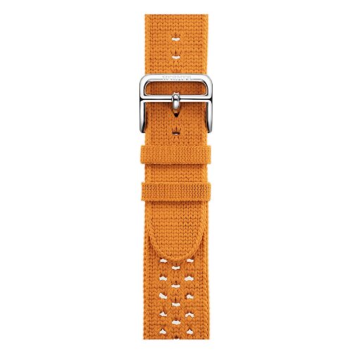 Apple Watch Hermes Series 10 42mm, ремешок из текстильного трикотажа оранжевого цвета
