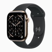 Apple Watch Series 11 42mm, Gold Titanium Case with Sport Band - Black