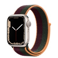Apple Watch Series 7 41 мм, из алюминия «Сияющая звезда», спортивный браслет «Тёмная вишня/зелёный лес»