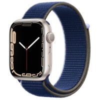 Apple Watch Series 7 45 мм, из алюминия «Сияющая звезда», спортивный браслет Чёрно-синий