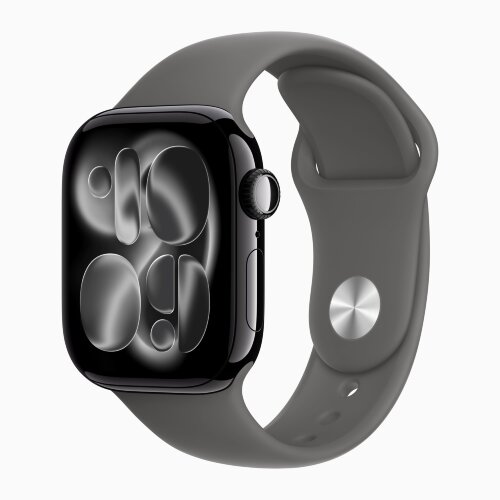 Apple Watch Series 11 42mm, Jet Black Aluminum Case with Sport Band - Stone Gray