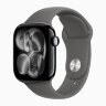 Apple Watch Series 11 42mm, Jet Black Aluminum Case with Sport Band - Stone Gray