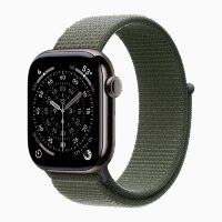 Apple Watch Series 11 42mm, Slate Titanium Case with Sport Loop - Forest