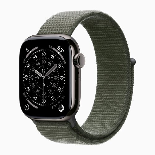 Apple Watch Series 11 42mm, Slate Titanium Case with Sport Loop - Forest