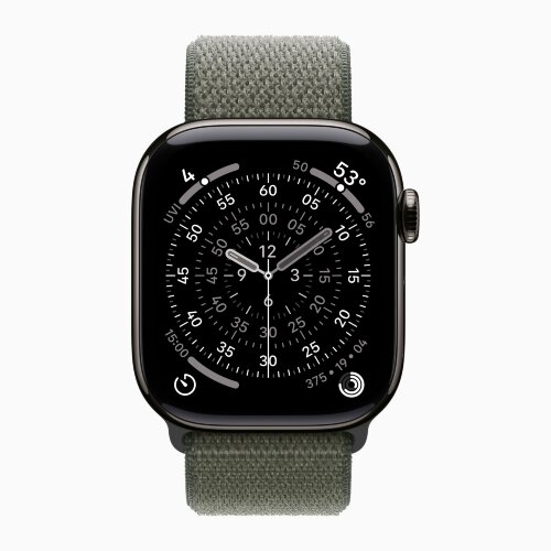 Apple Watch Series 11 42mm, Slate Titanium Case with Sport Loop - Forest
