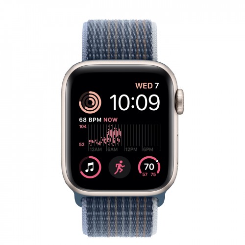 Apple Watch SE (2022) 40mm, Starlight Aluminum Case with Sport Loop - Storm Blue