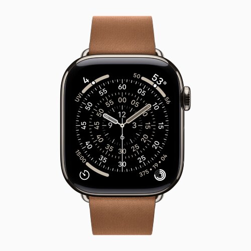 Apple Watch Series 11 42mm, Natural Titanium Case with Modern Buckle - Caramel