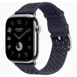 Apple Watch Hermes Series 11 46mm, ремешок из текстильного трикотажа темно-синий