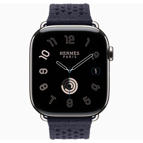 Apple Watch Hermes Series 11 46mm, ремешок из текстильного трикотажа темно-синий