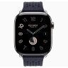 Apple Watch Hermes Series 11 46mm, ремешок из текстильного трикотажа темно-синий