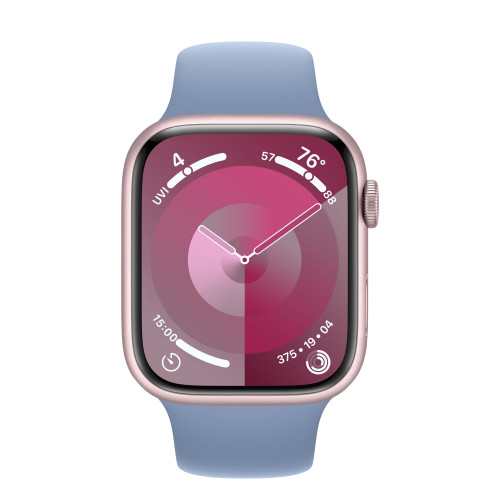 Apple Watch Series 9 45mm, Pink Aluminum Case with Sport Band - Winter Blue