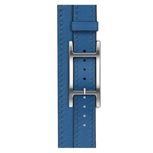 Apple Watch Hermes Series 12 42mm, двойной тонкий синий кожаный ремешок с пряжкой