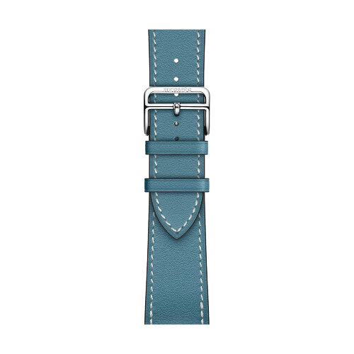 Кожаный ремешок Hermes для Apple Watch Single Tour 41mm - Голубой (Bleu Jean)