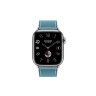 Кожаный ремешок Hermes для Apple Watch Single Tour 41mm - Голубой (Bleu Jean)