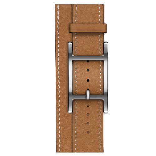 Apple Watch Hermes Series 10 42mm, двойной кожаный ремешок с пряжкой коричневого цвета