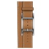 Apple Watch Hermes Series 10 42mm, двойной кожаный ремешок с пряжкой коричневого цвета