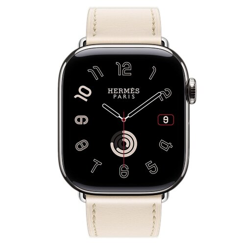 Apple Watch Hermes Series 10 42mm,  ремешок классический кожаный бежевого цвета