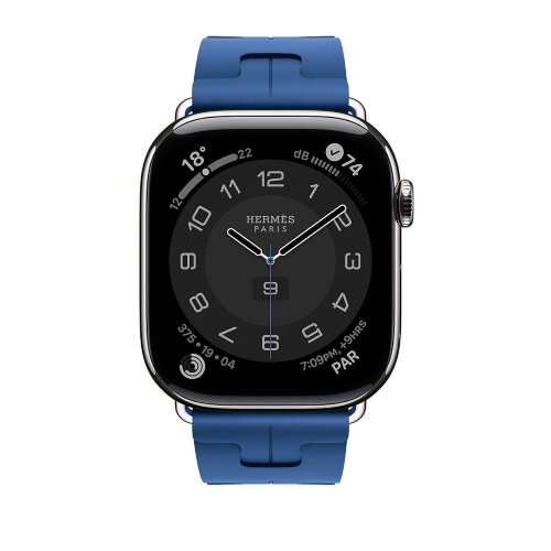 Ремешок Hermes для Apple Watch 46mm Kilim Single Tour - Светло-синий (Bleu de France)